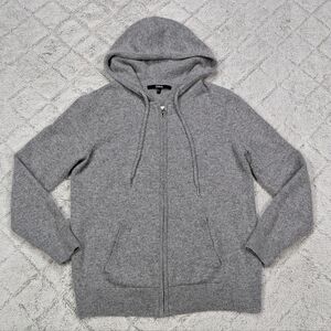 Quince Jacket Women's L Gray Mongolian Cashmere Full Zip Hoodie Raglan Sleeves